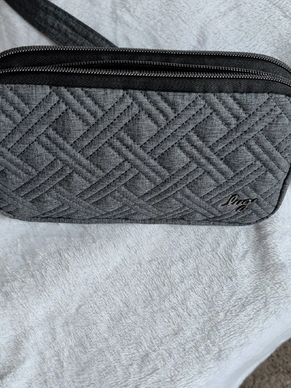 lug Quilted Charcoal Crossbody Bag